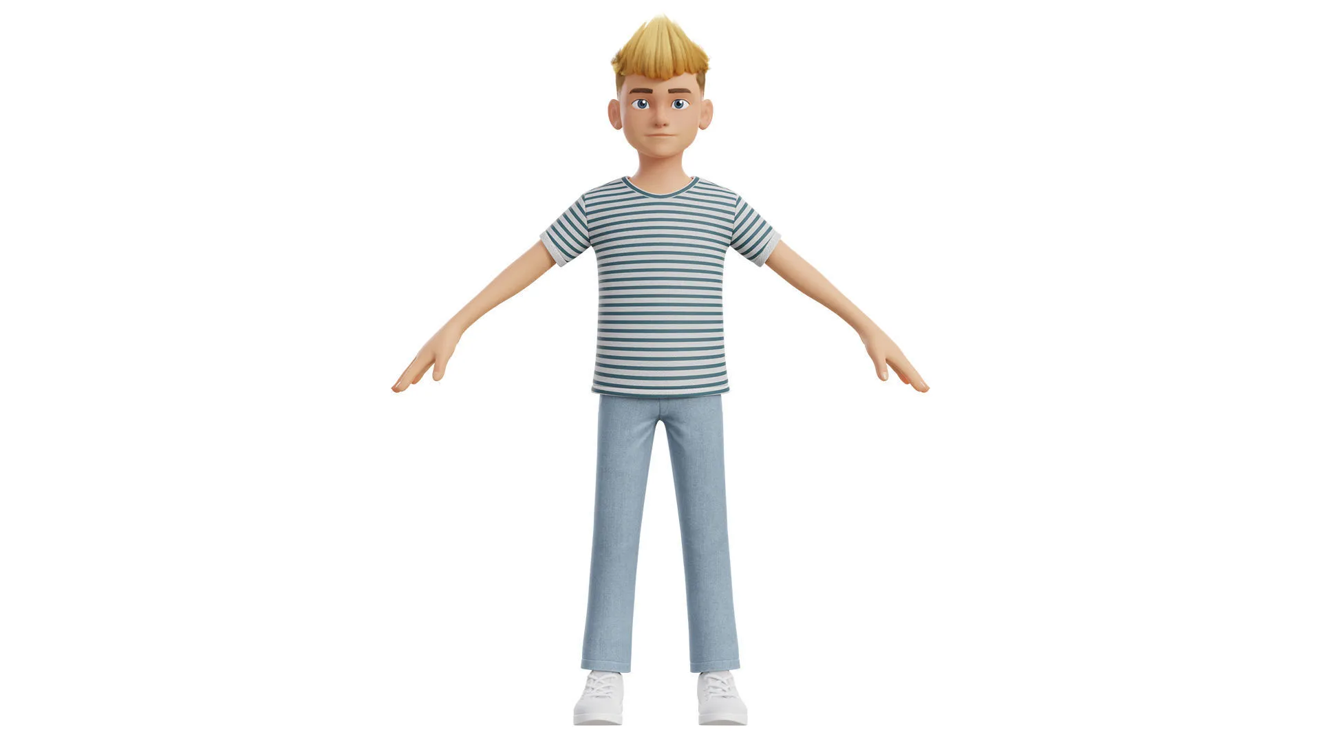 Cartoon White Teen Boy render 7